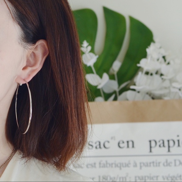 Classic Oversized Silver Hoop Earrings (2 sizes) - Picture 2 of 8